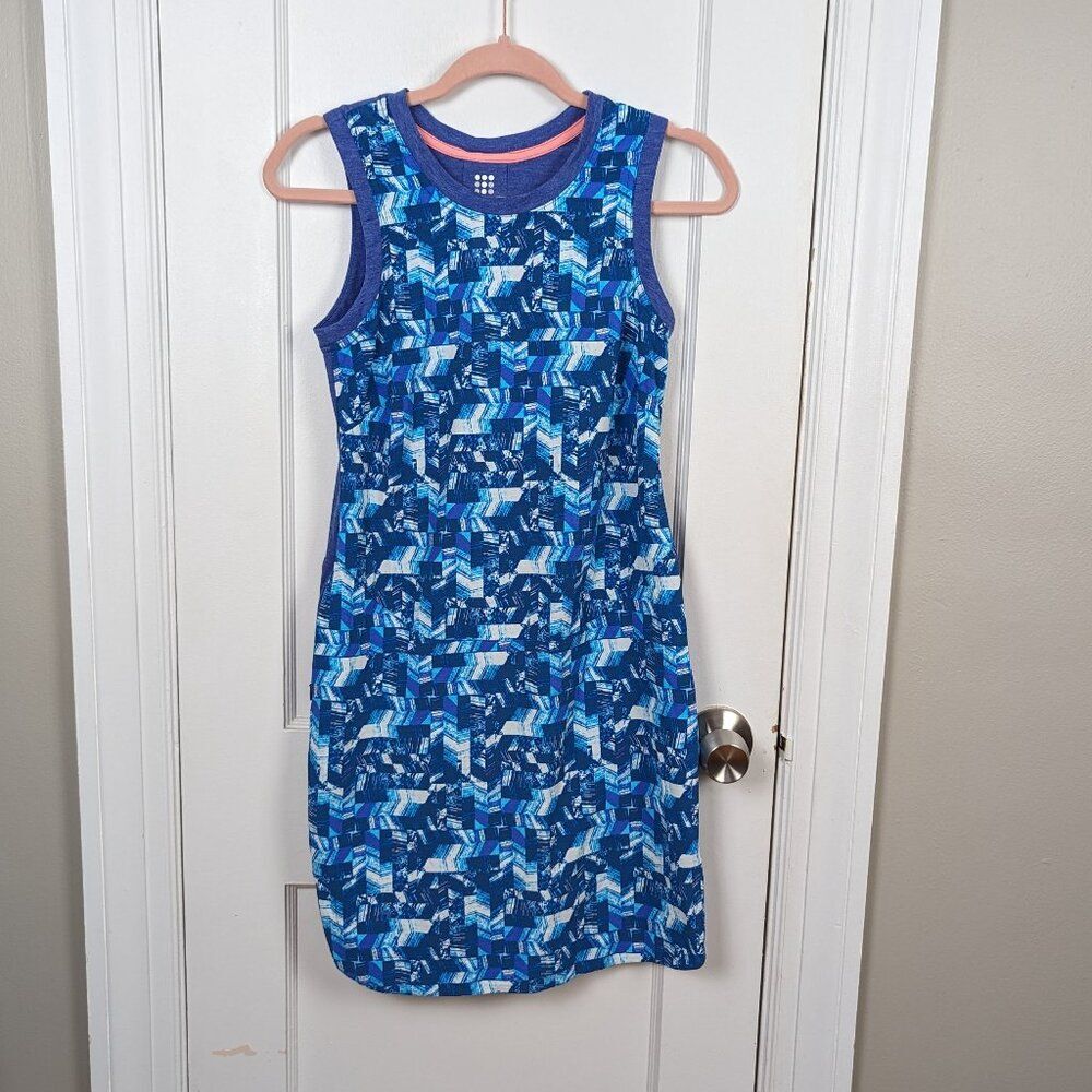 Title Nine | Blue Abstract Print Athletic Tank Dress Size Extra Small
